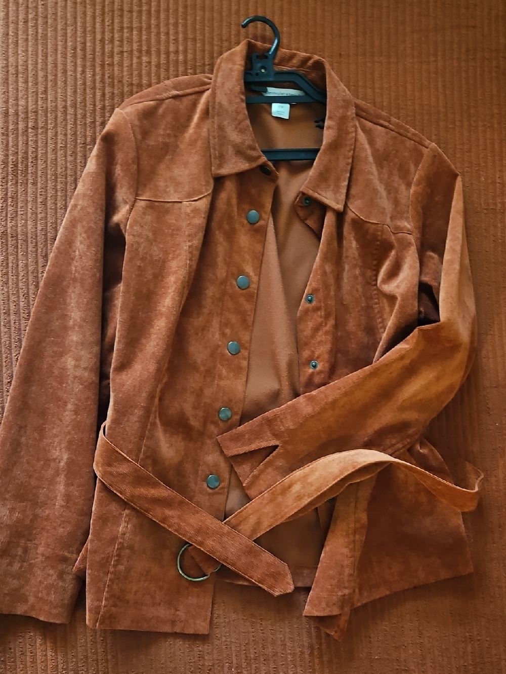Christopher & Banks Rust Suede-Look Belted Shirt Jacket
